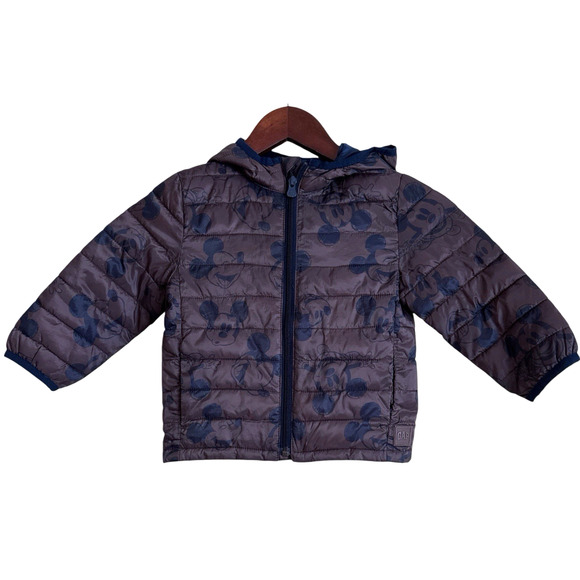 Baby Gap Disney Mickey Mouse Lightweight Puffer Jacket Brown Size 2T - Picture 1 of 6